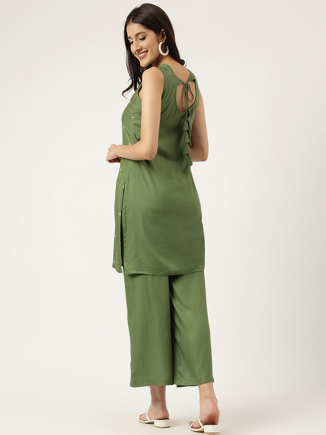 Embroidered Rayon Green Straight Kurta Sets