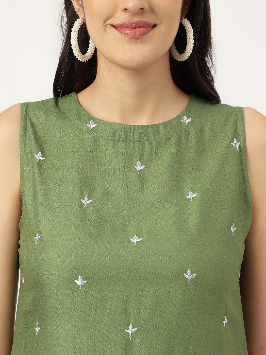Embroidered Rayon Green Straight Kurta Sets