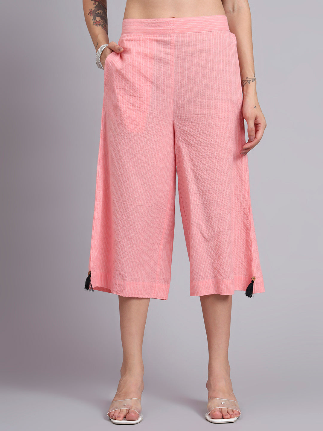 Women Pink Cotton Khatha & Hand Work Co-ord Set (Set of 2)