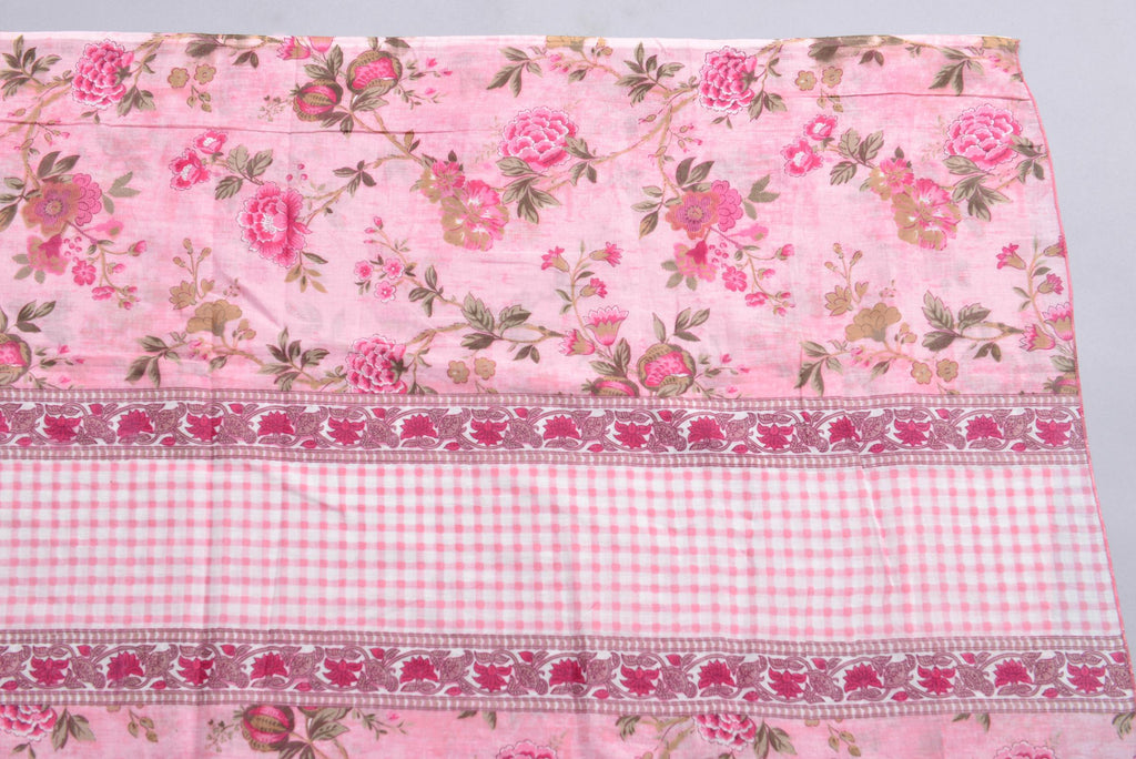 Women Pink Cotton Printed & Embroidered Work Straight Kurta Bottom & Dupatta Set