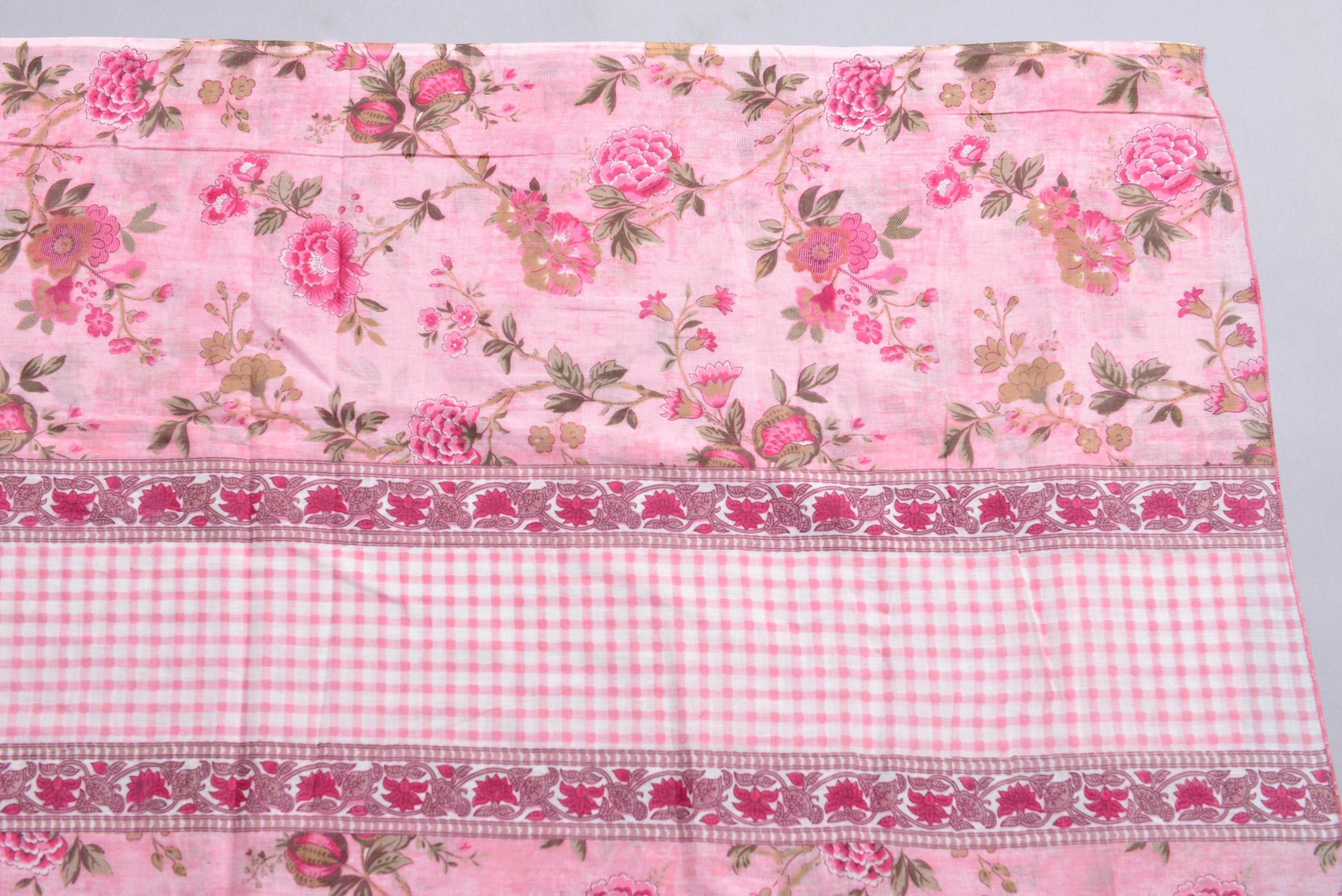 Women Pink Cotton Printed & Embroidered Work Straight Kurta Bottom & Dupatta Set