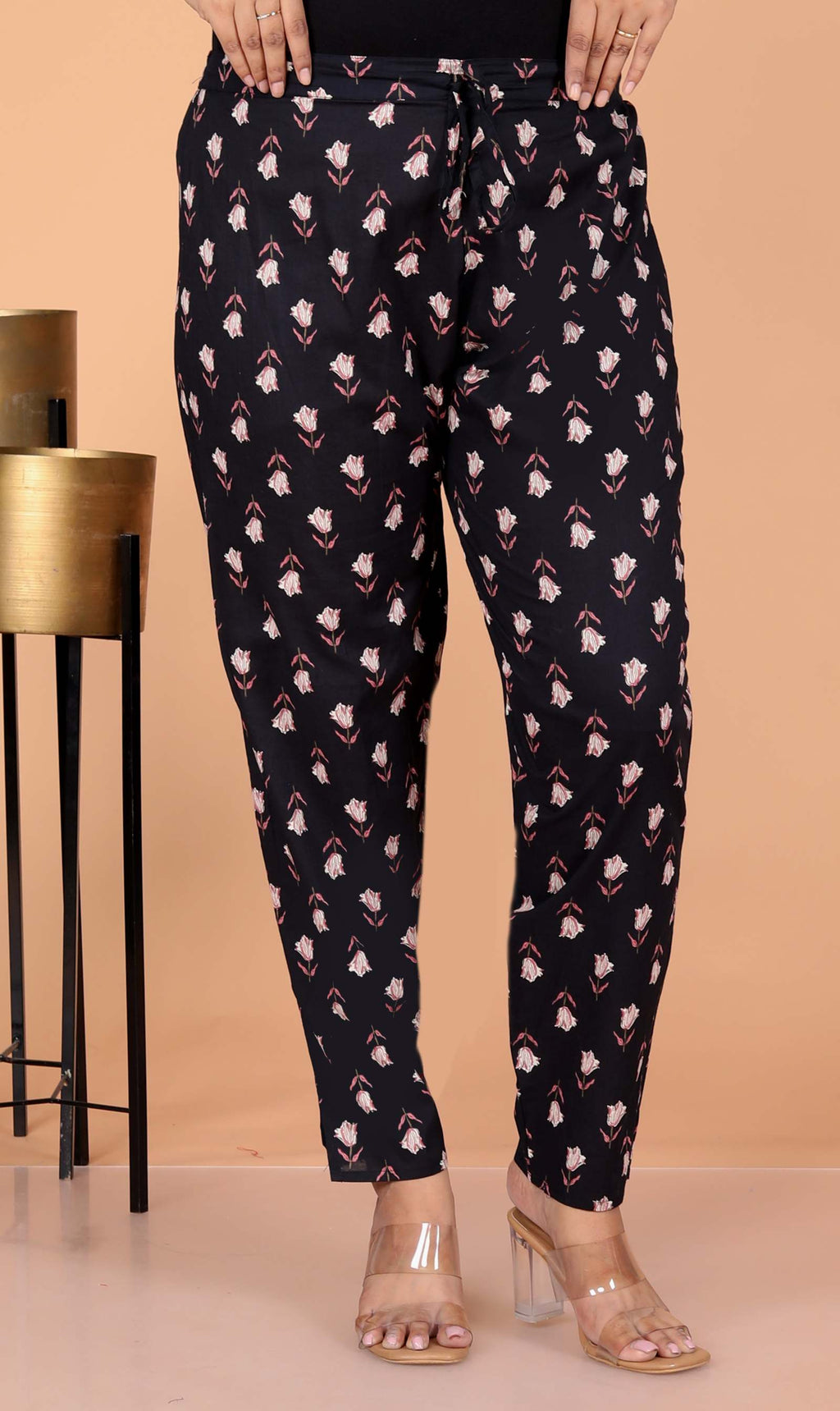 Women Black Cotton Printed & Embroidered Work Straight Kurta Bottom & Dupatta Set