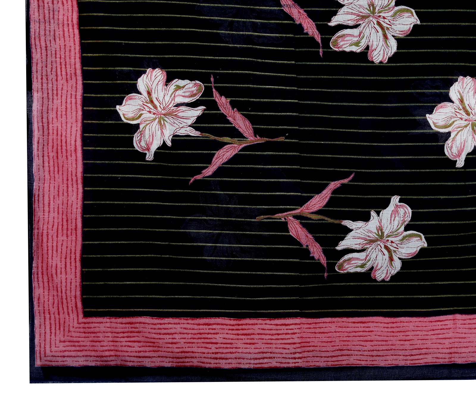 Women Black Cotton Printed & Embroidered Work Straight Kurta Bottom & Dupatta Set