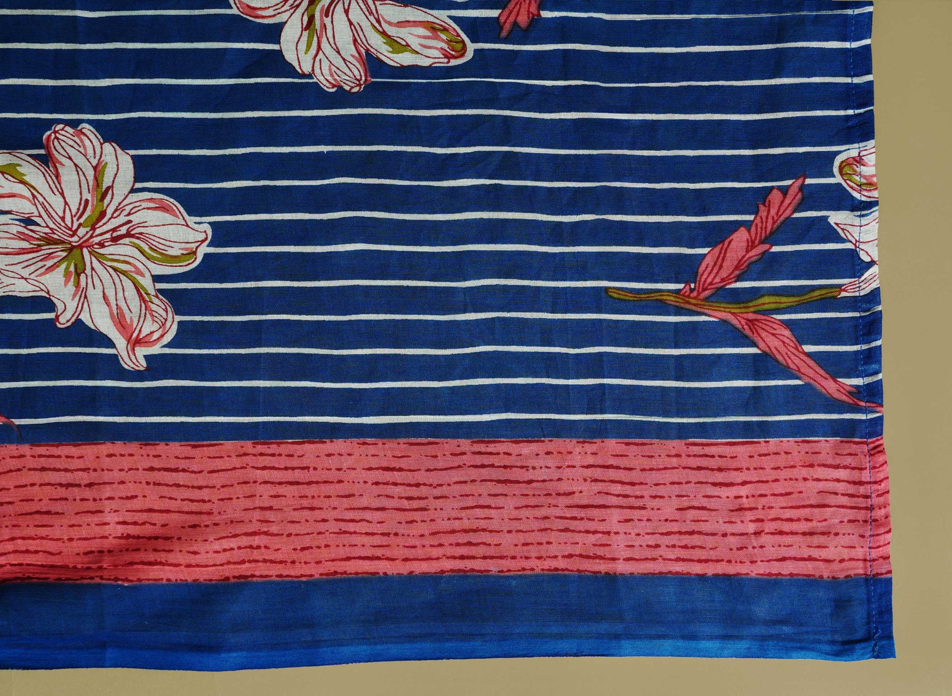 Women Blue Cotton Printed & Embroidered Work Straight Kurta Bottom & Dupatta Set