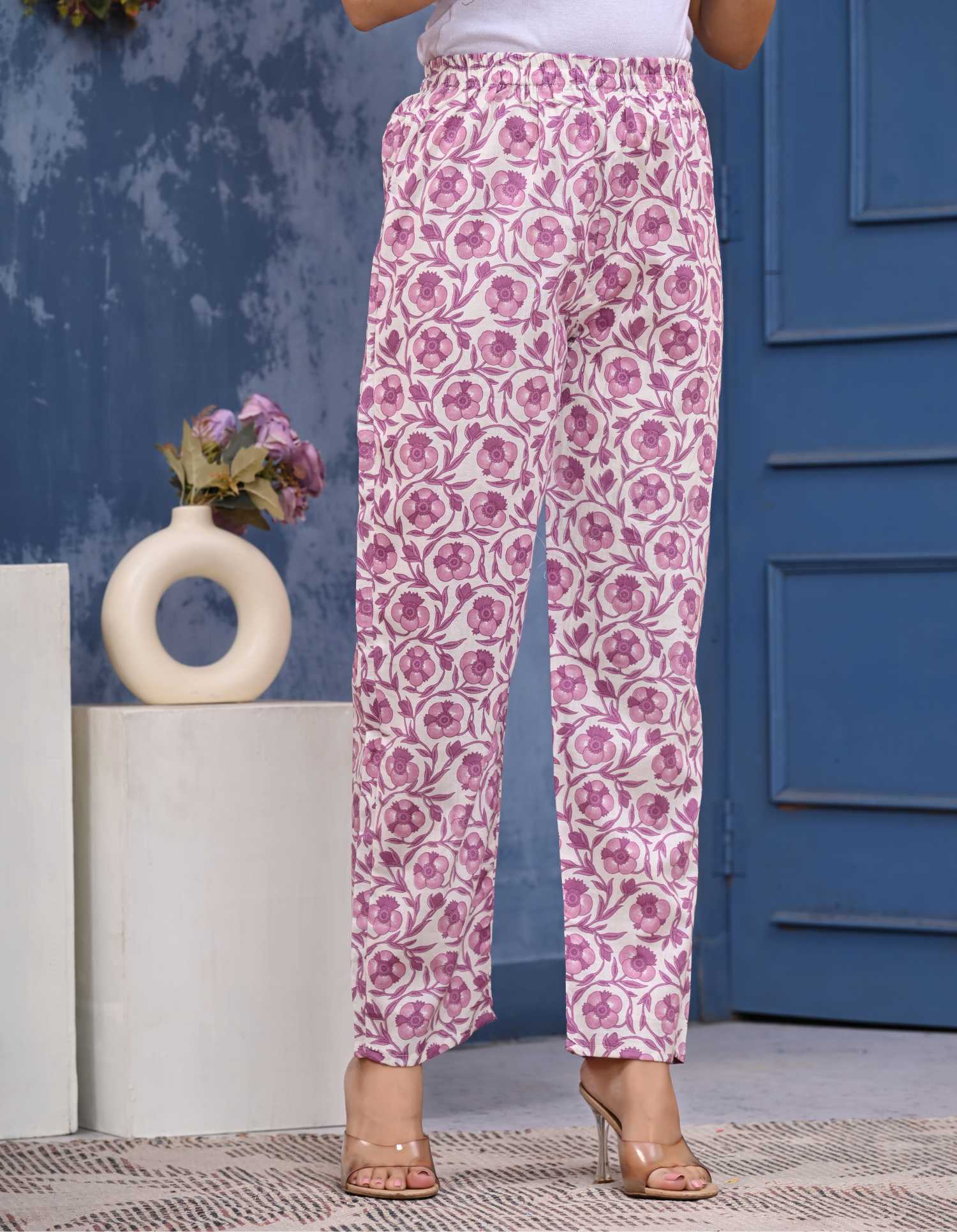 Women  Purple Cotton Printed & Hand Work Straight Kurta Bottom & Dupatta Set