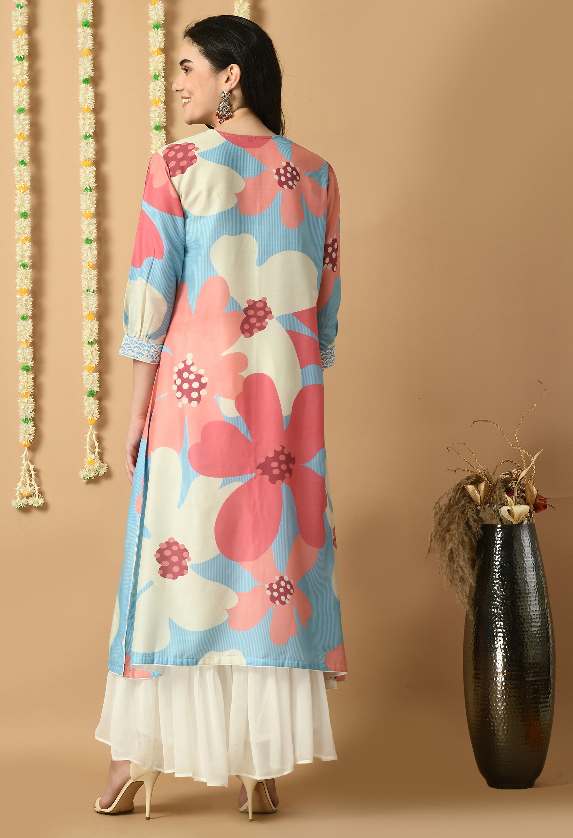 Pink Maslin Printed Kurta Set