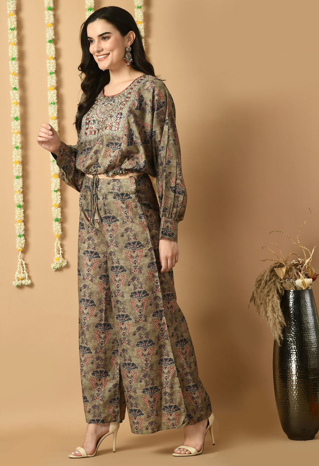 Green Maslin Printed Kurta Set
