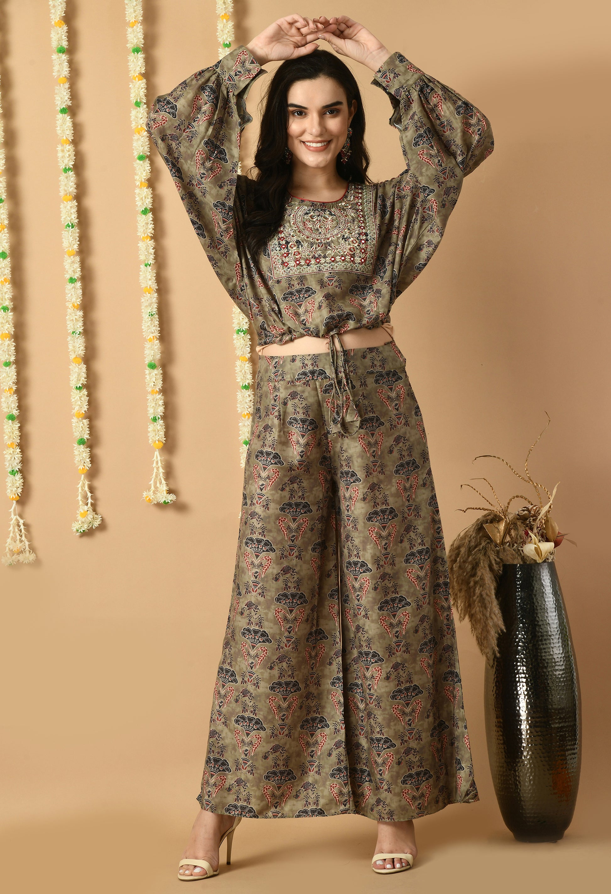 Green Maslin Printed Kurta Set