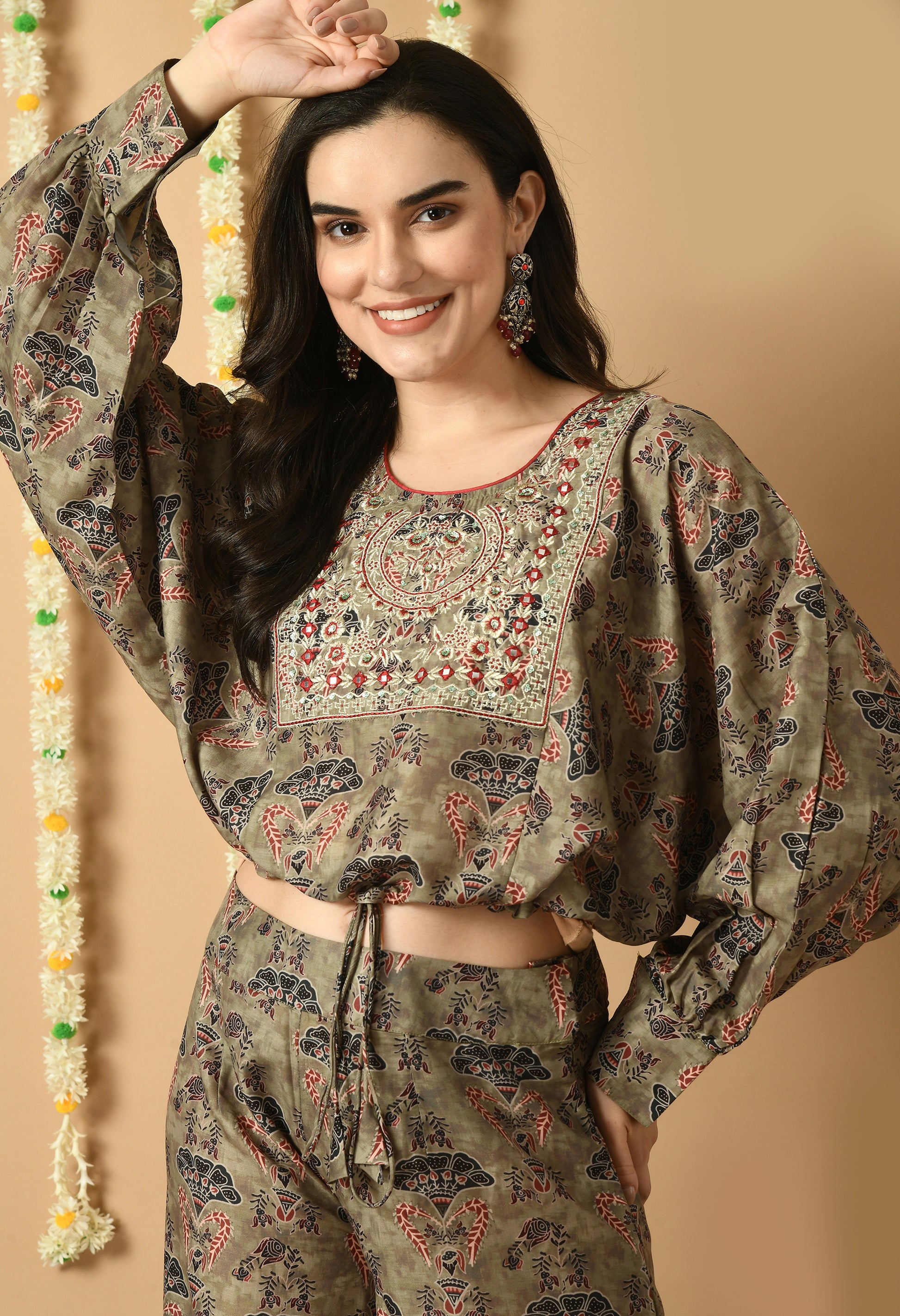 Green Maslin Printed Kurta Set
