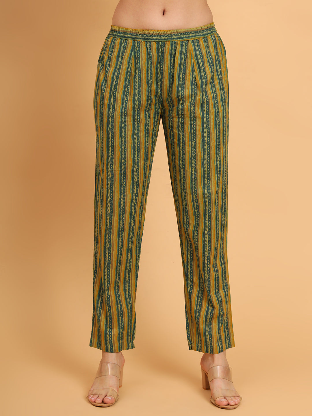 Women Green Cotton Printed & Embroidred Work Kurta Bottom Dupatta Set