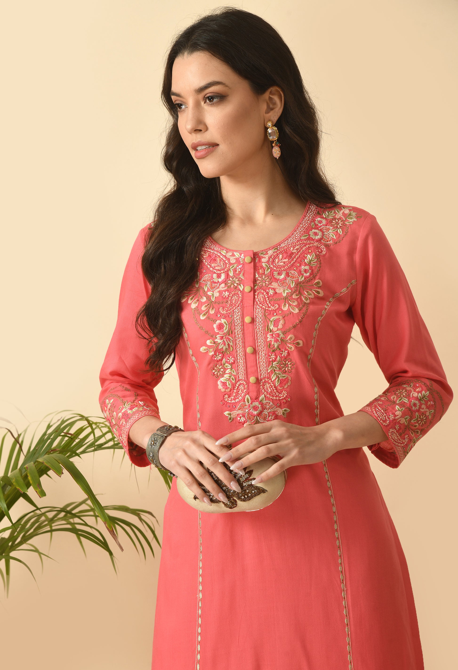 Pink Cotton Printed Kurta Set