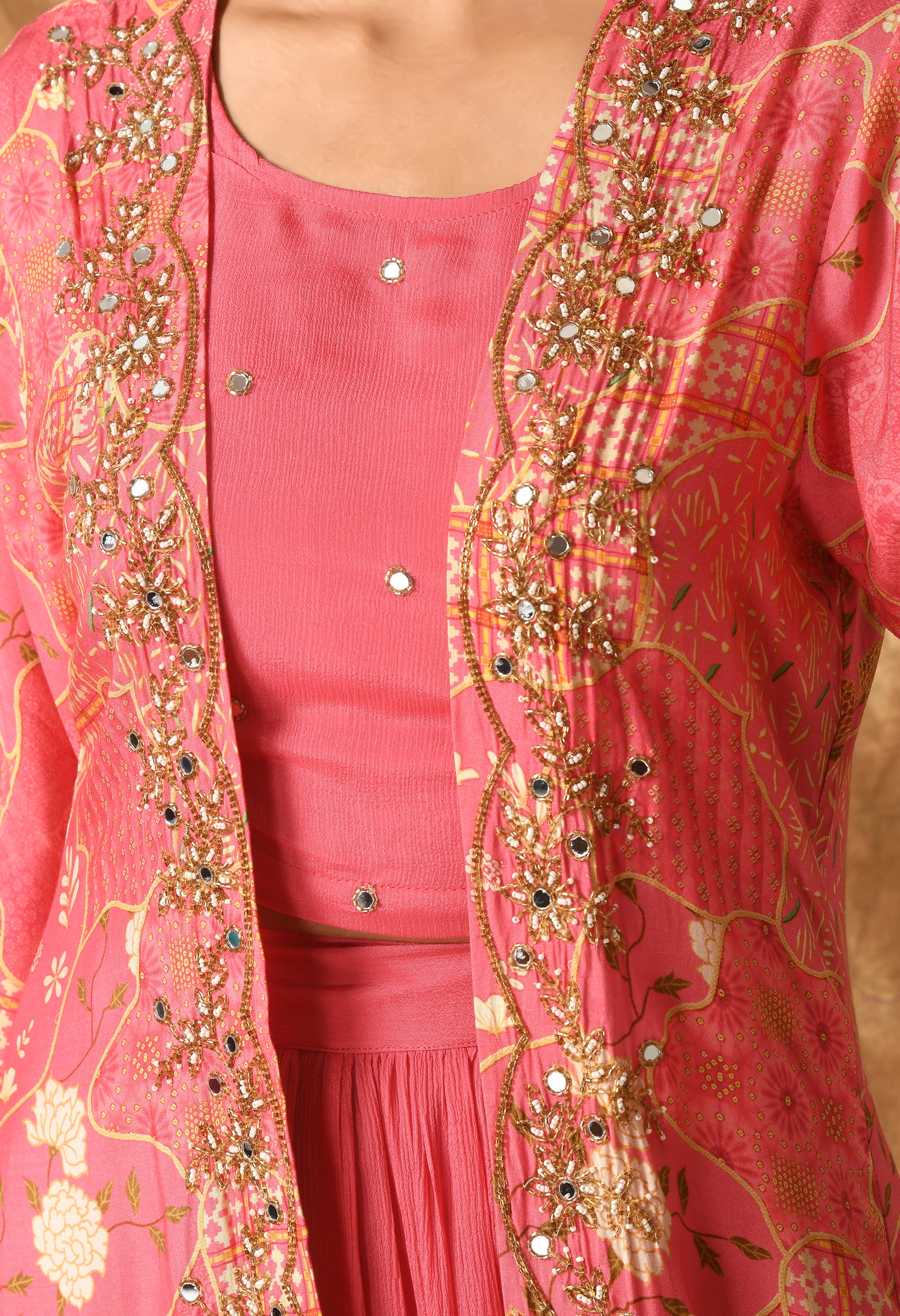 Pink Maslin Self Design Kurta Set