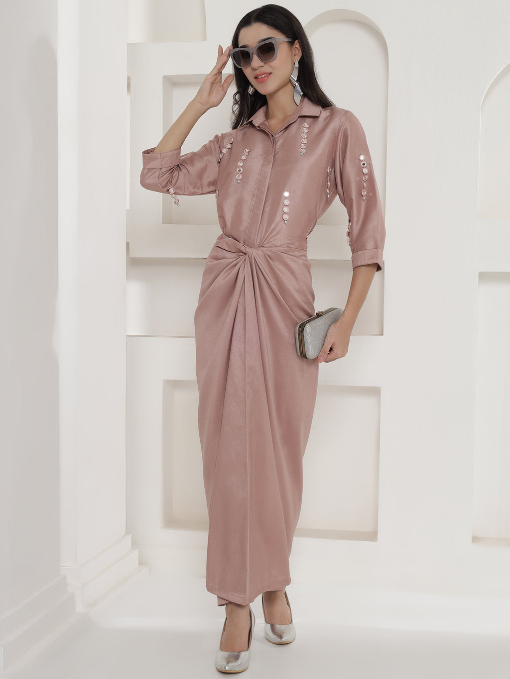 Rose Gold Tie Knot Skirt Set