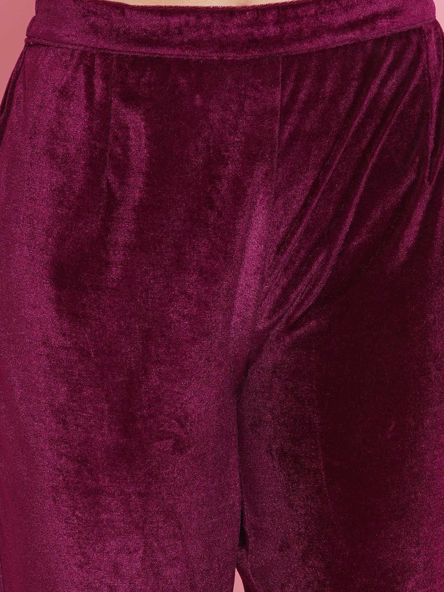 Women Wine Drape Kurta and Pant