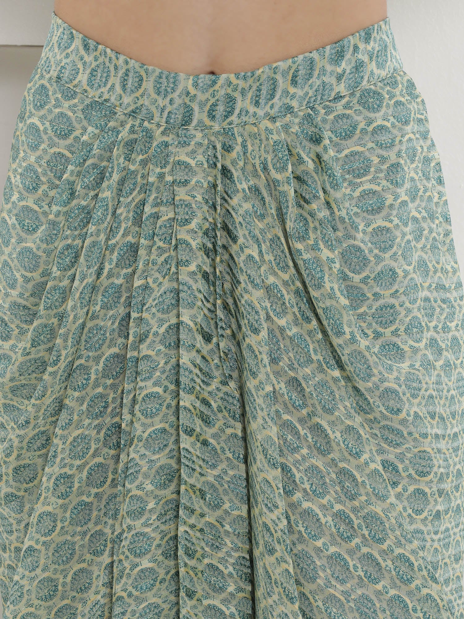 Green Georgette Cape inner and Shirt set