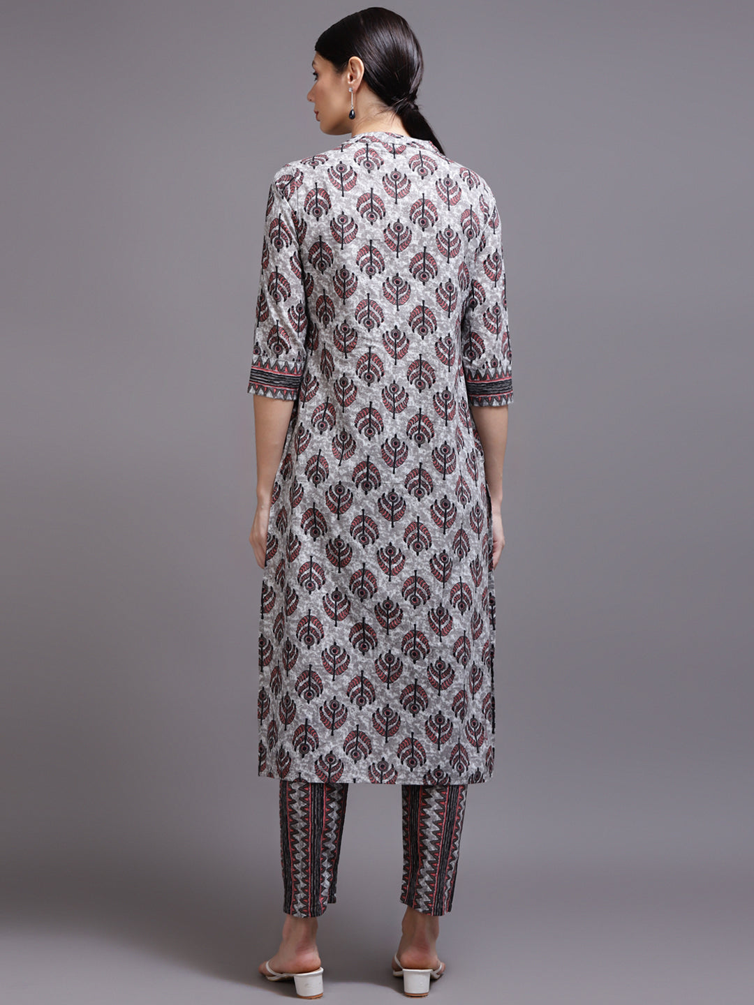 Women Pink Printed Cotton Kurta