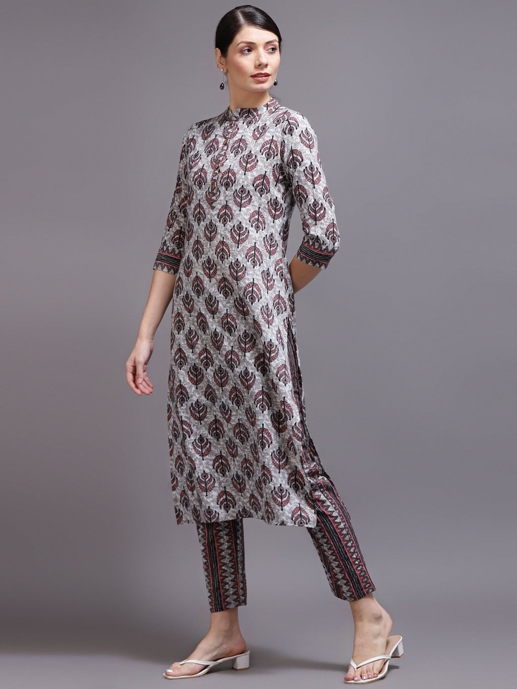 Women Pink Printed Cotton Kurta