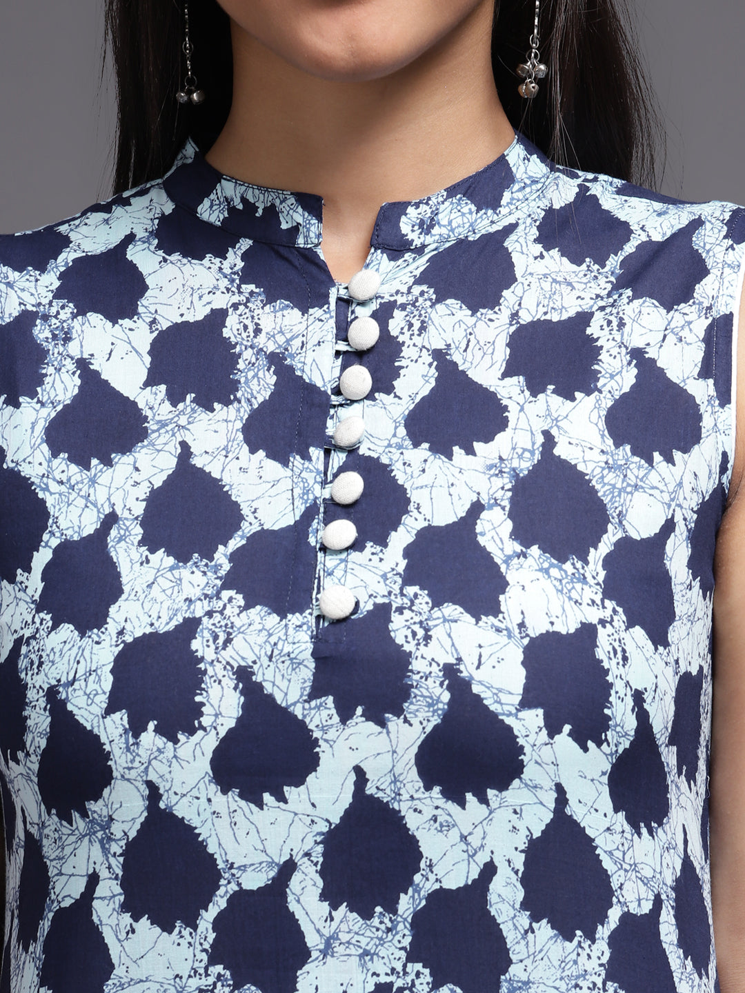 Women Blue Printed Rayon Kurta