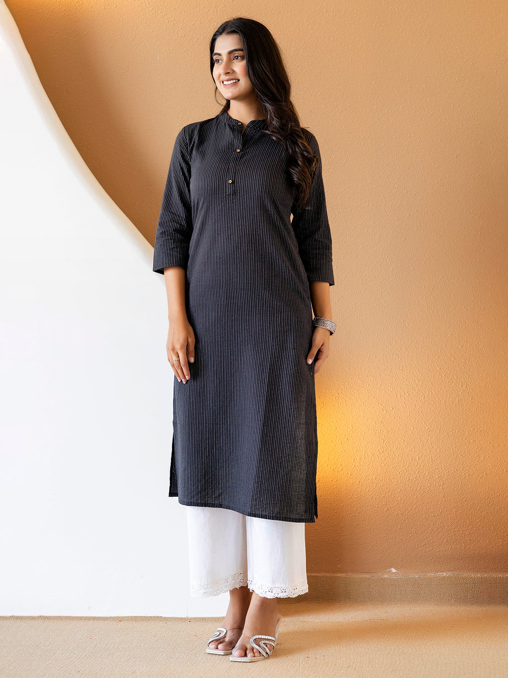 Women Blue Plain Katha Kurta