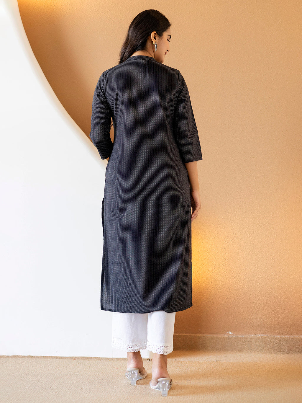 Women Blue Plain Katha Kurta