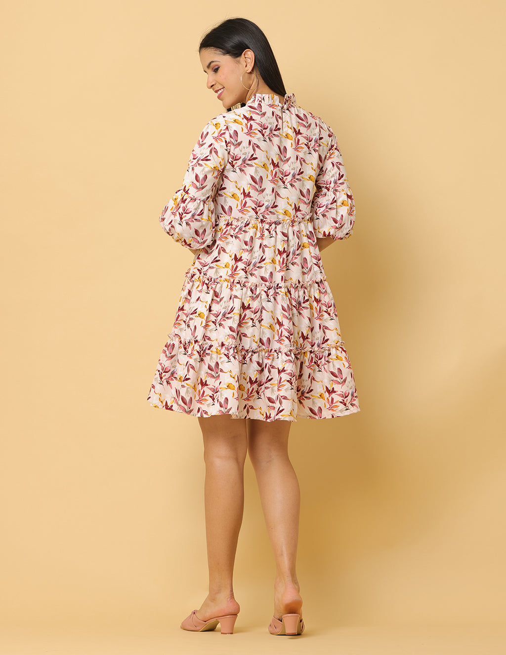 Women Pink Printed Polyester Dress