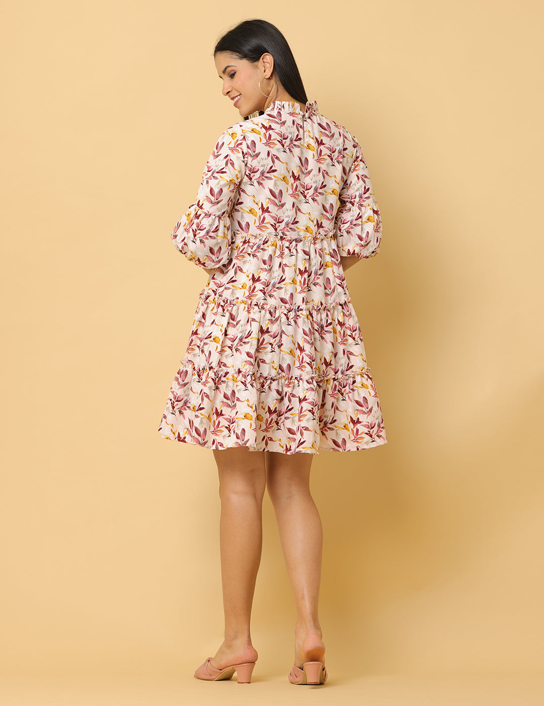 Women Pink Printed Polyester Dress