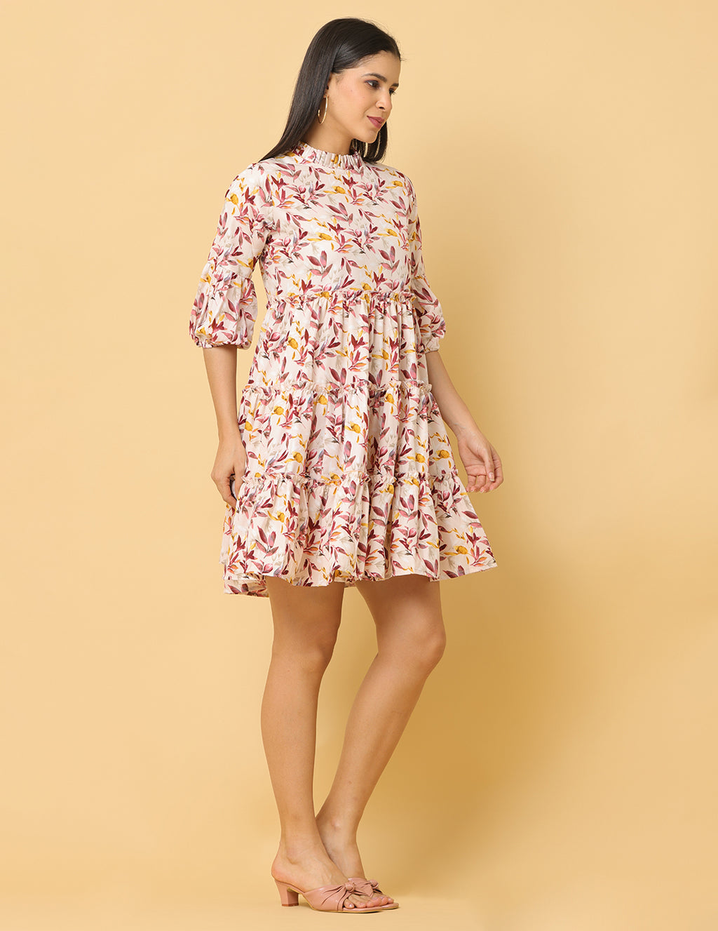 Women Pink Printed Polyester Dress