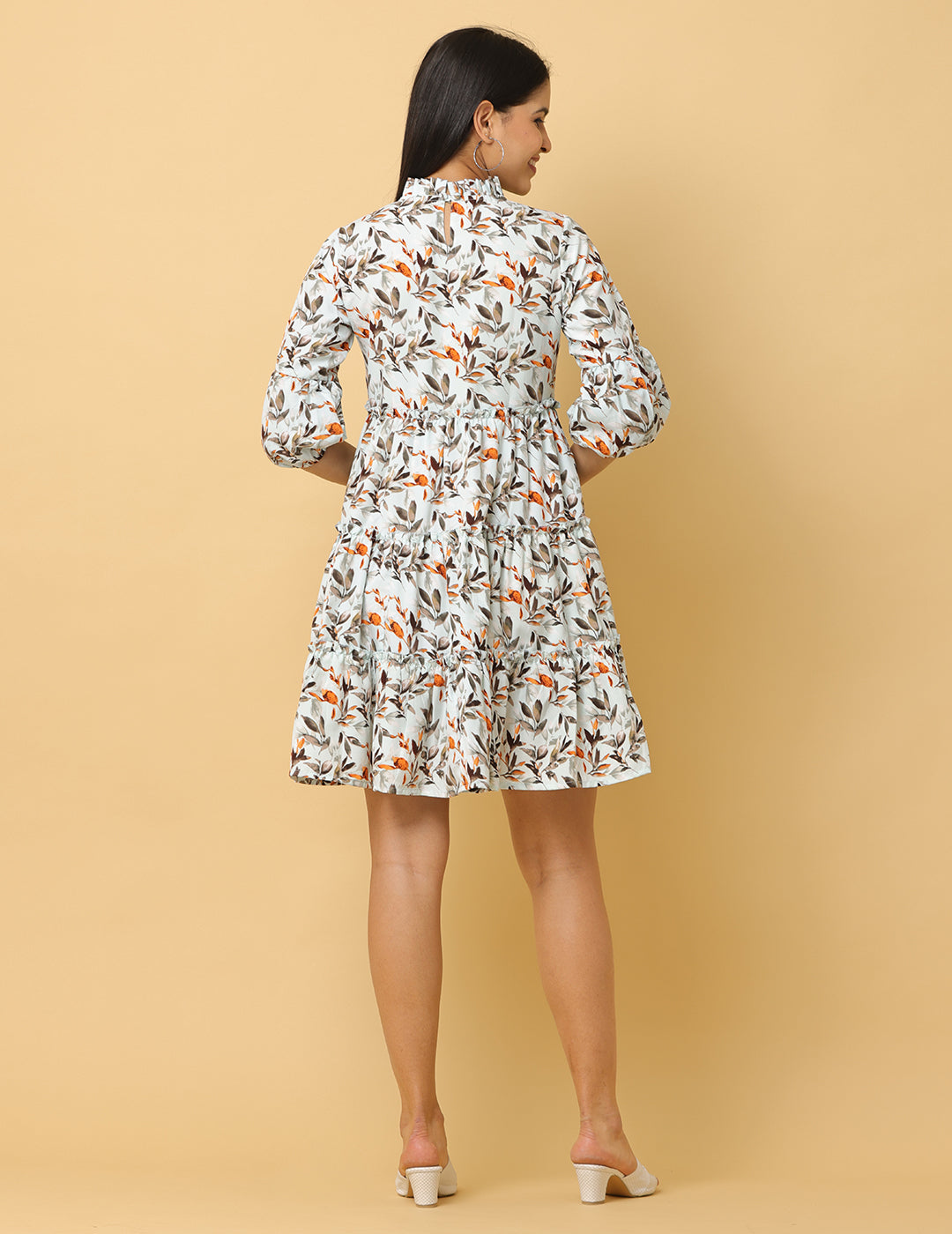 Women Green Printed Polyester Dress