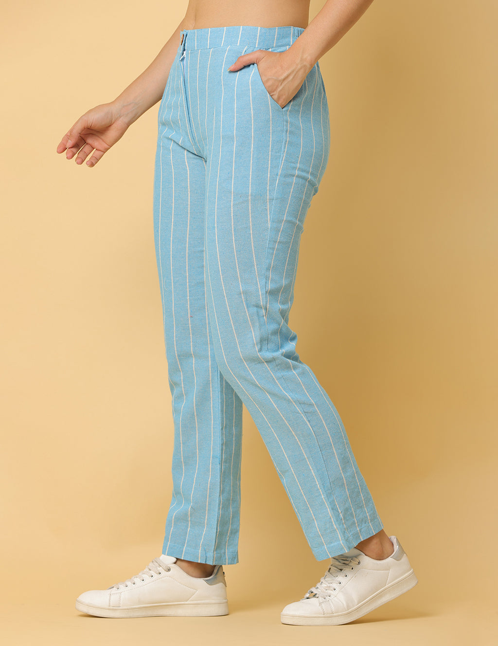 Women Sky Blue Plain Cotton Coord Set