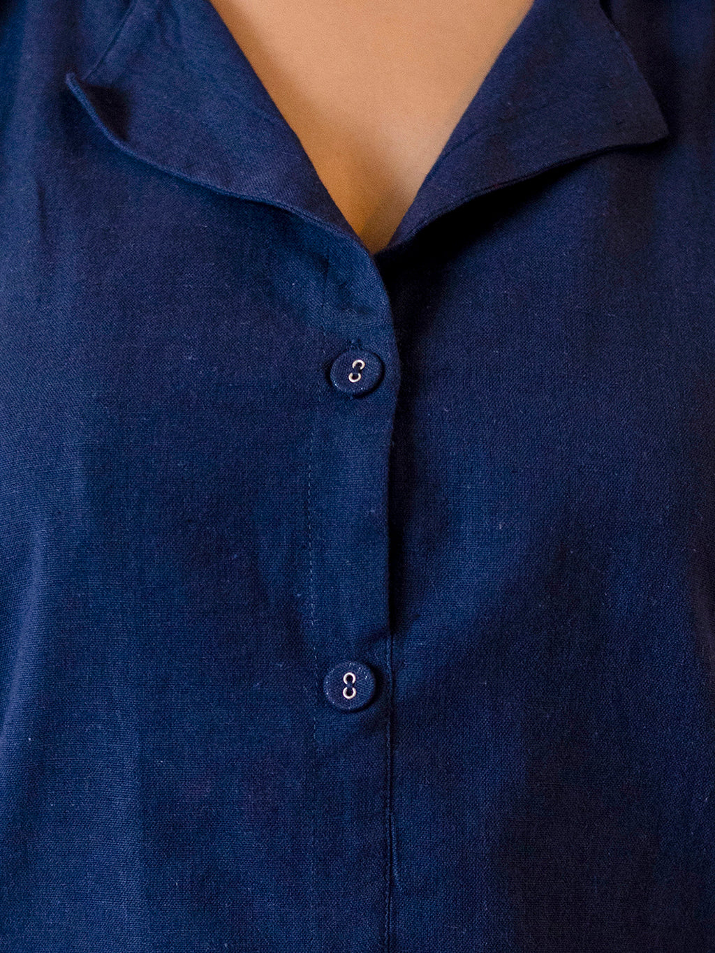 Women Nevy Blue Plain Cotton Flex Co-Ords Set