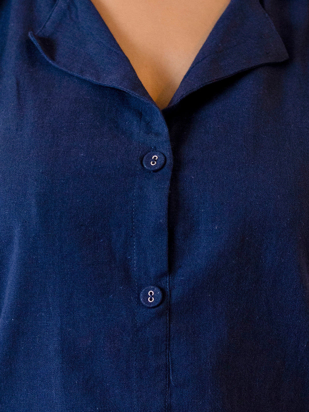 Women Nevy Blue Plain Cotton Flex Co-Ords Set