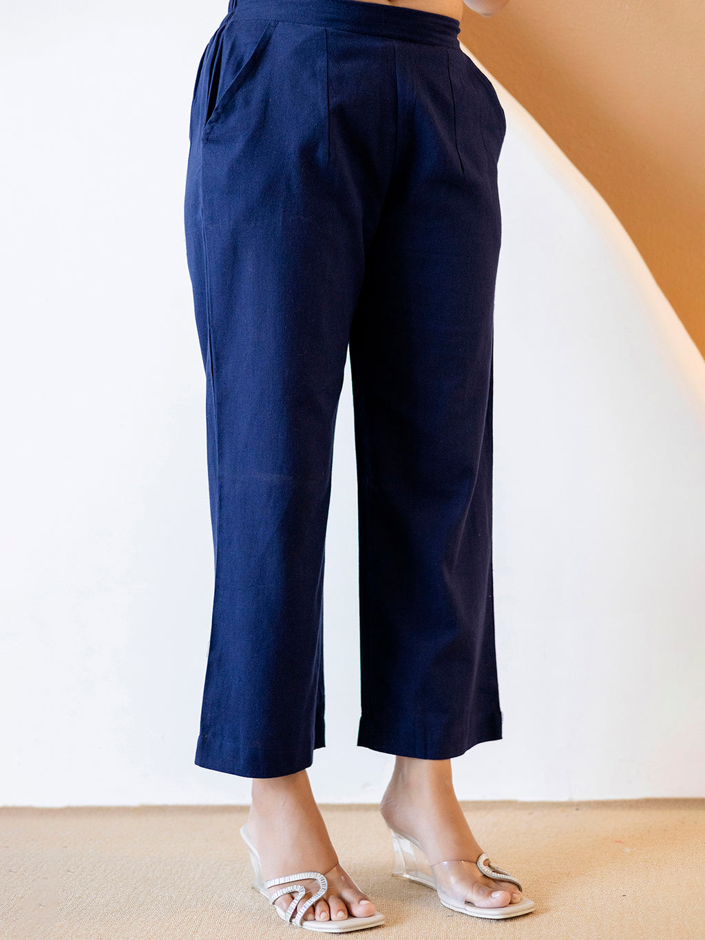 Women Nevy Blue Plain Cotton Flex Co-Ords Set