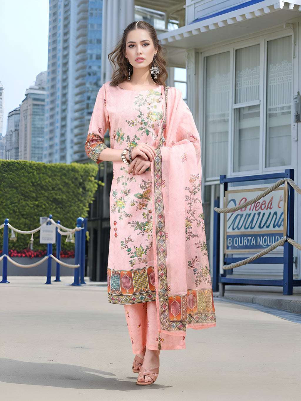 Pink Digital Print Kurta Set