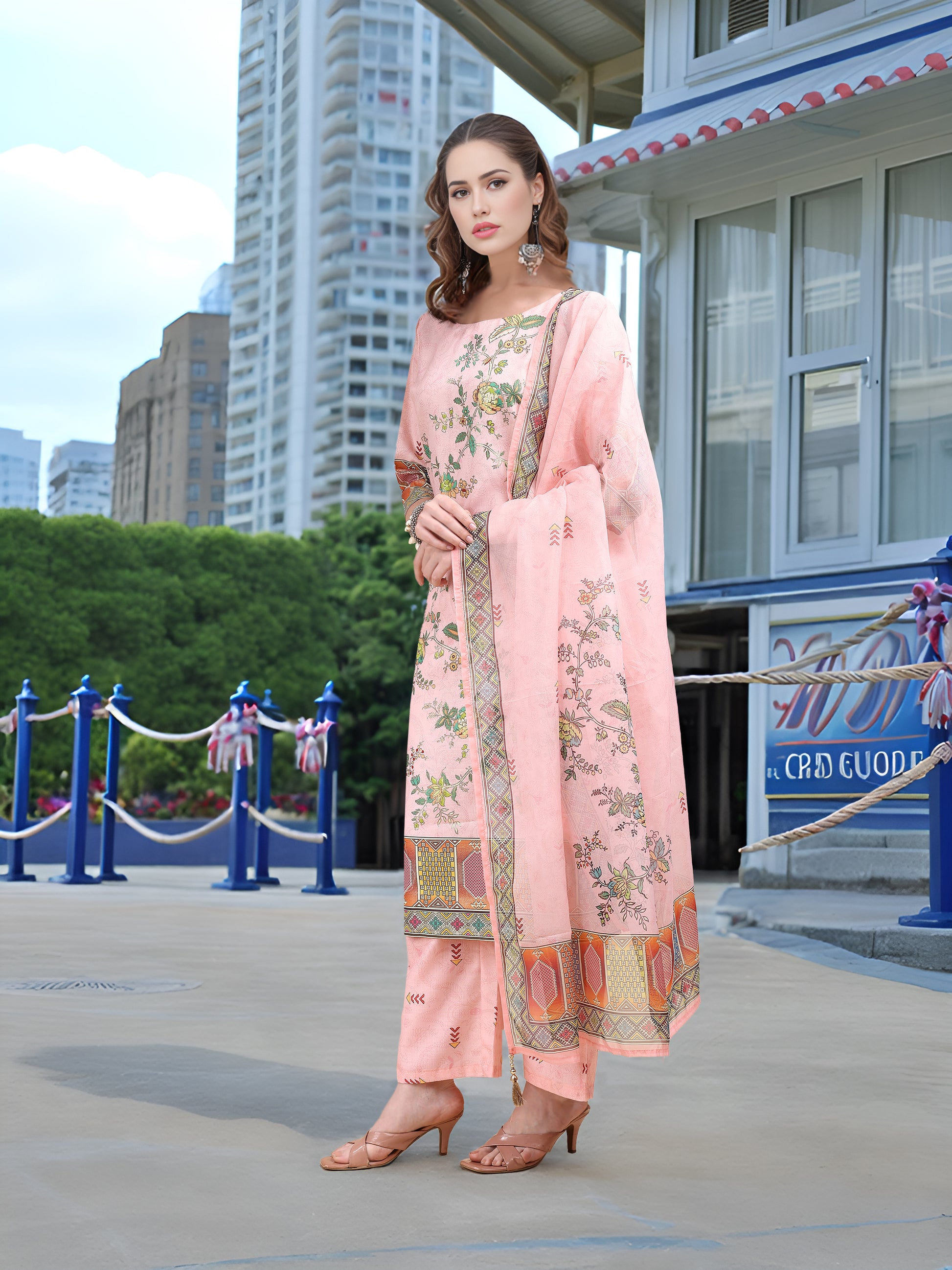 Pink Digital Print Kurta Set