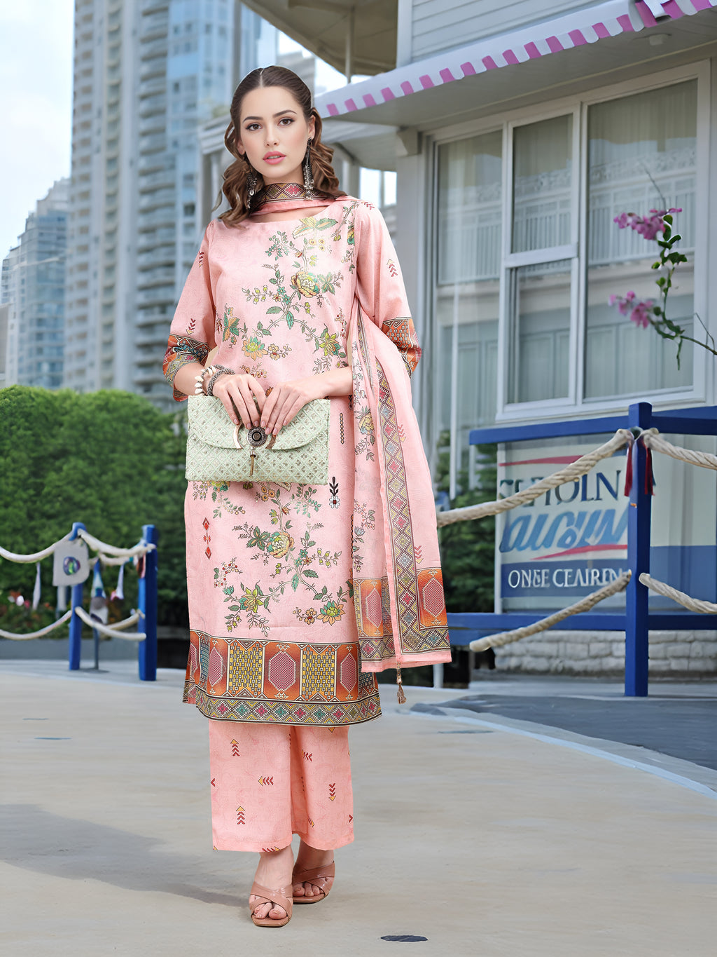 Pink Digital Print Kurta Set