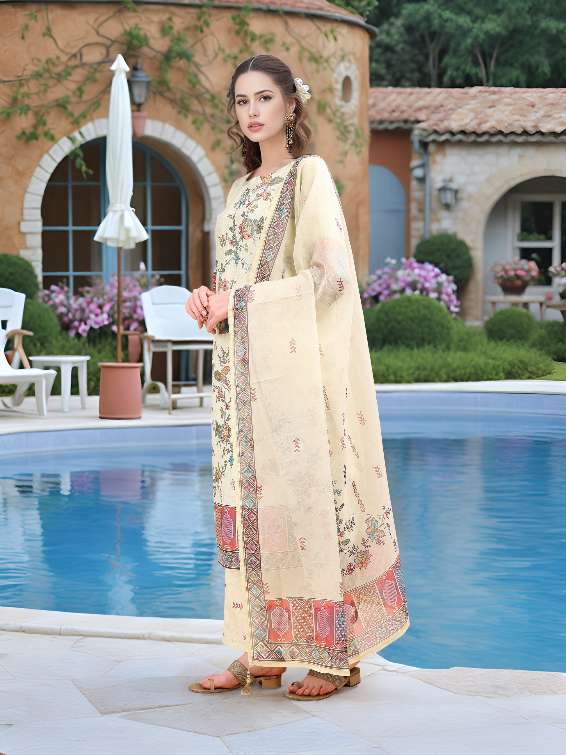 Pink Digital Print  Kurta Set