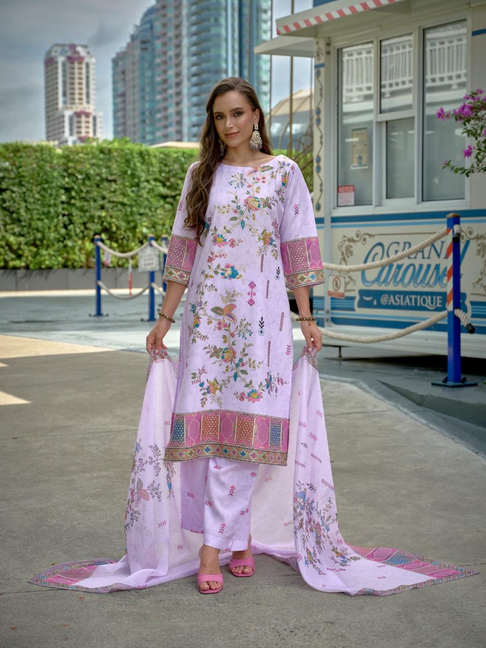 Purple Digital Print  Kurta Set