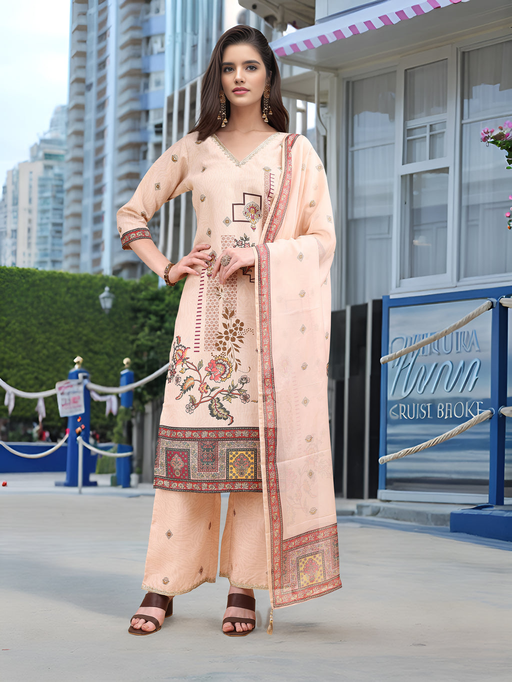 Off White Digital Print  Kurta Set