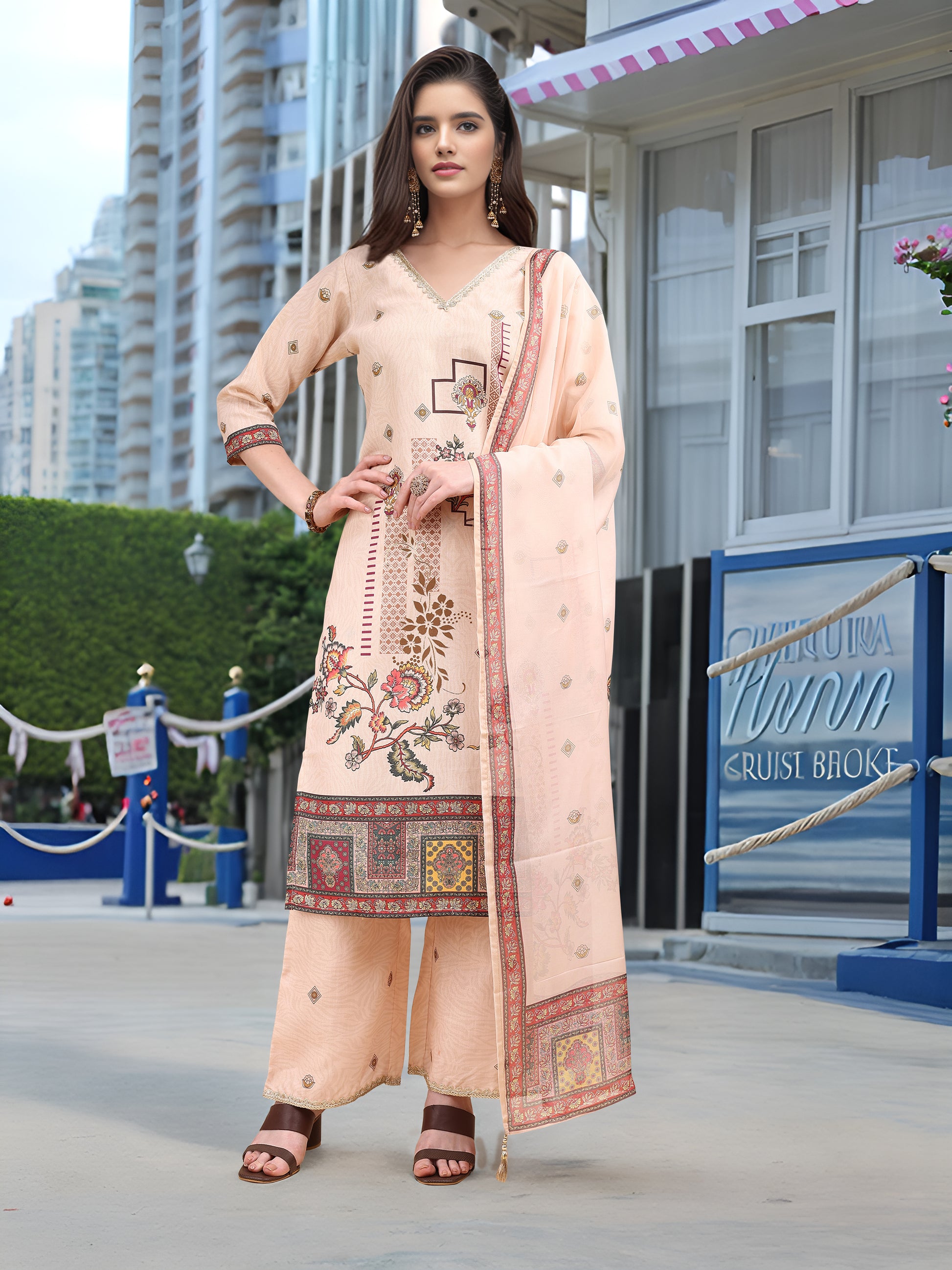 Off White Digital Print  Kurta Set