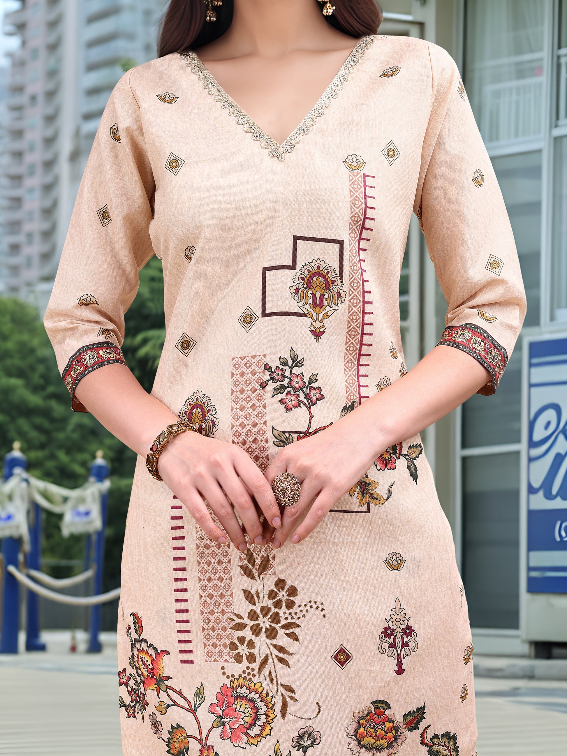 Off White Digital Print  Kurta Set