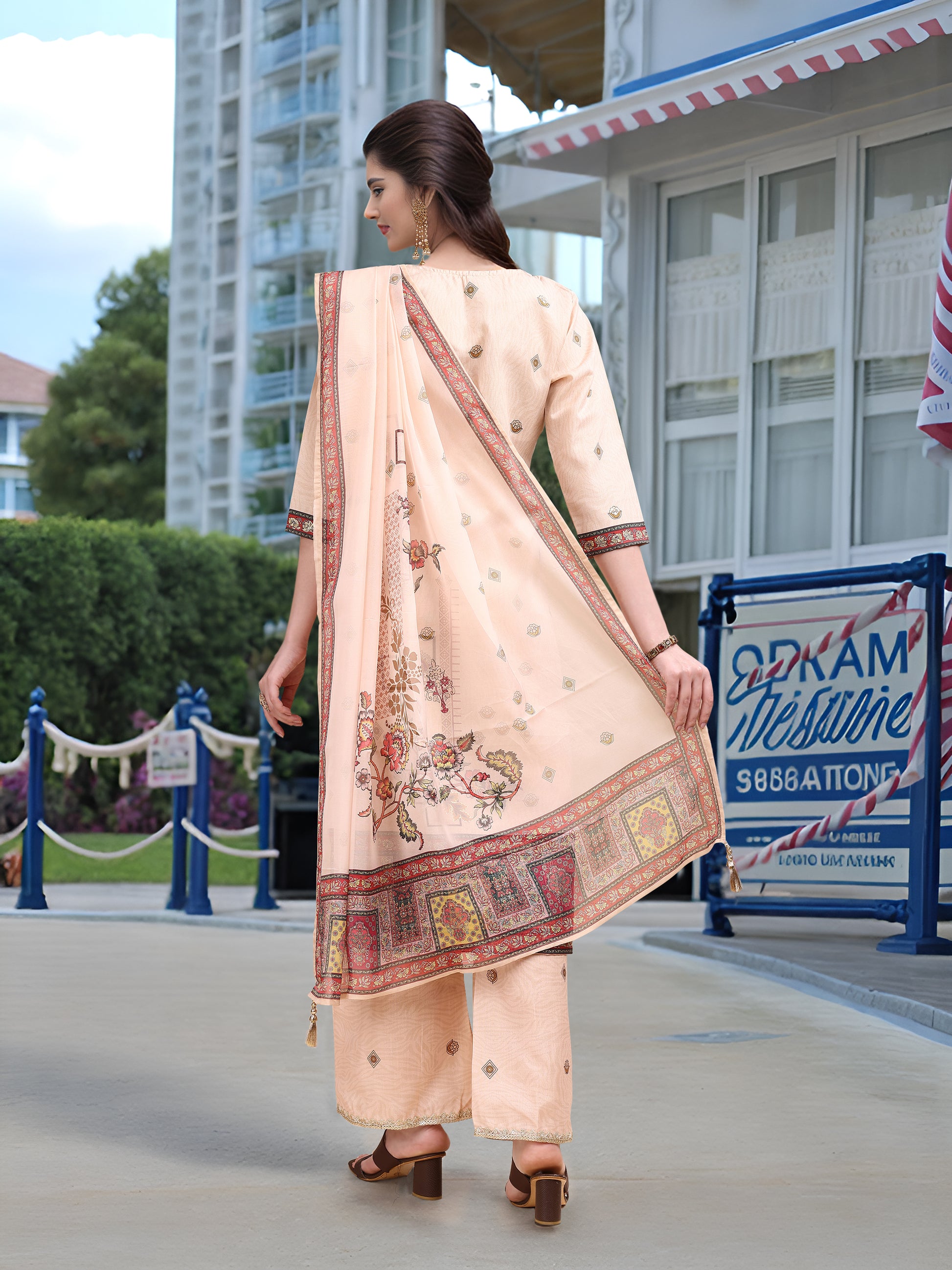 Off White Digital Print  Kurta Set