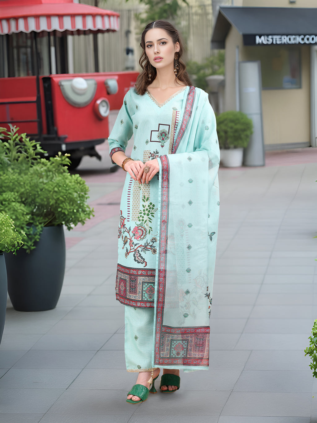 Sky Blue Digital Print  Kurta Set
