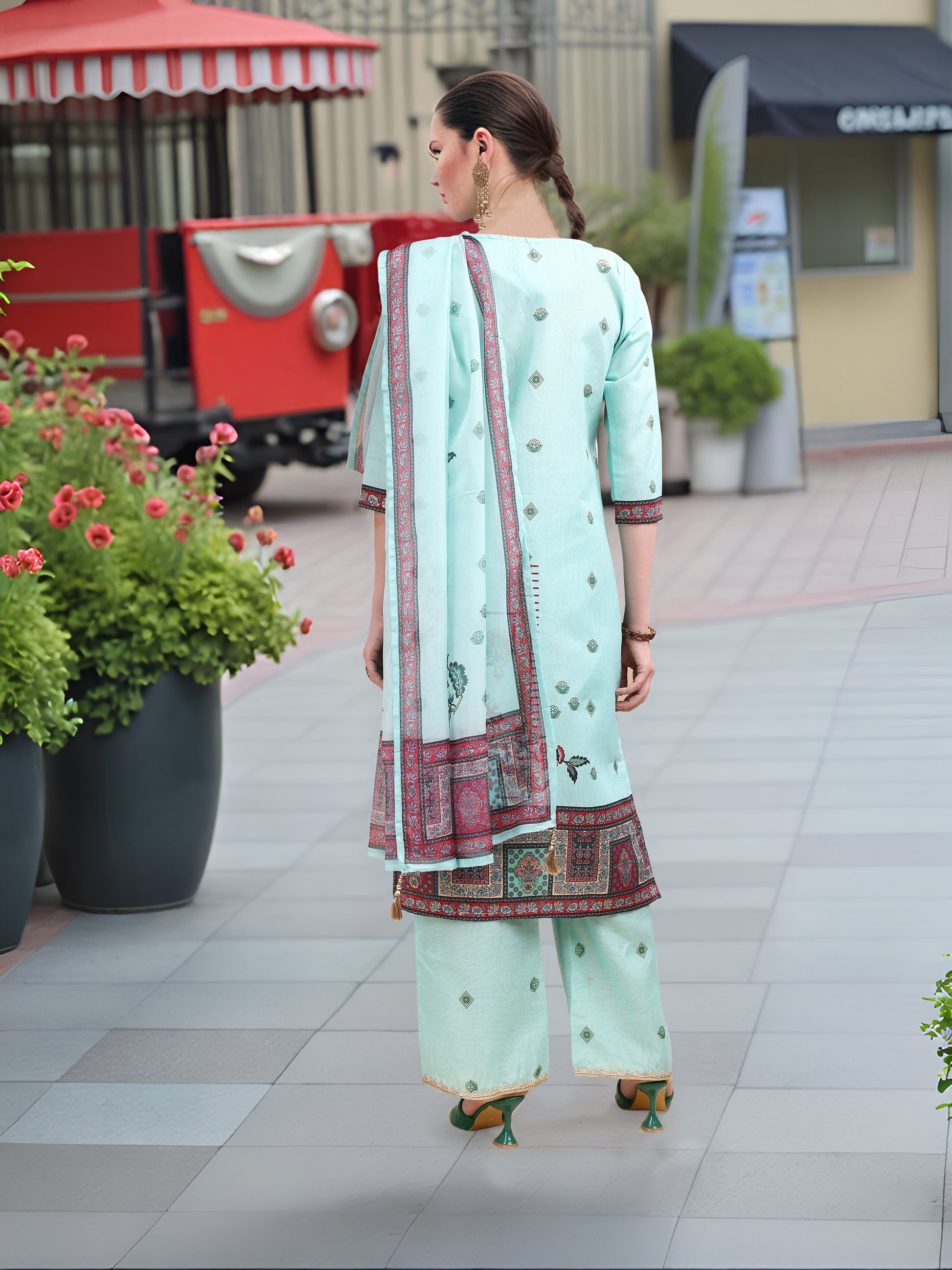 Sky Blue Digital Print  Kurta Set