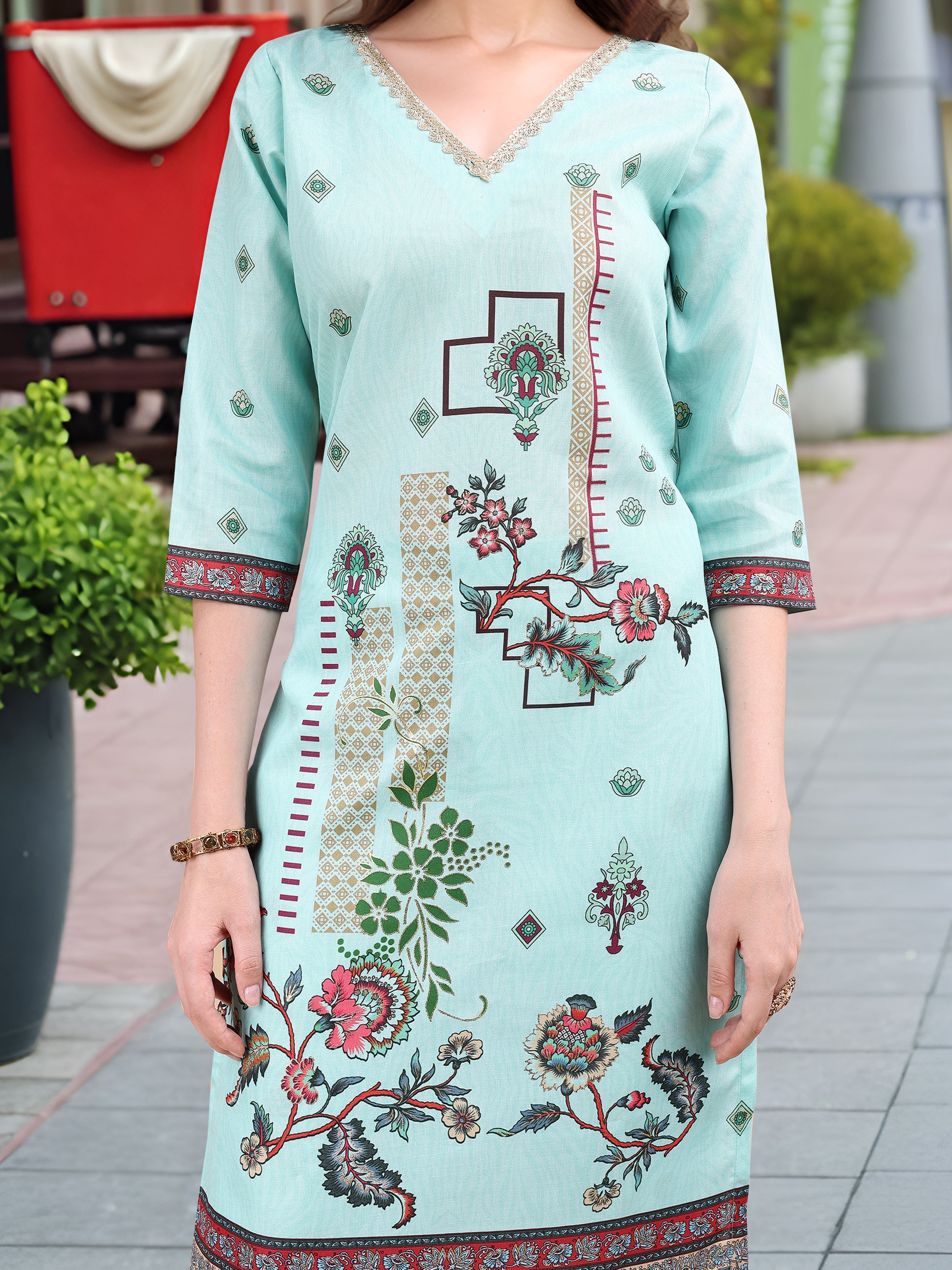 Sky Blue Digital Print  Kurta Set