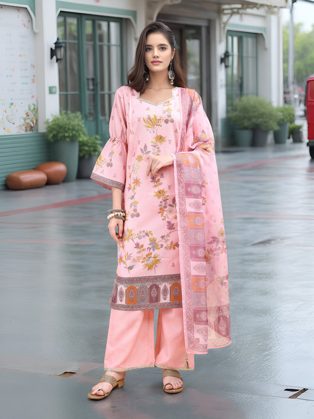 Pink Digital Print  Kurta Set
