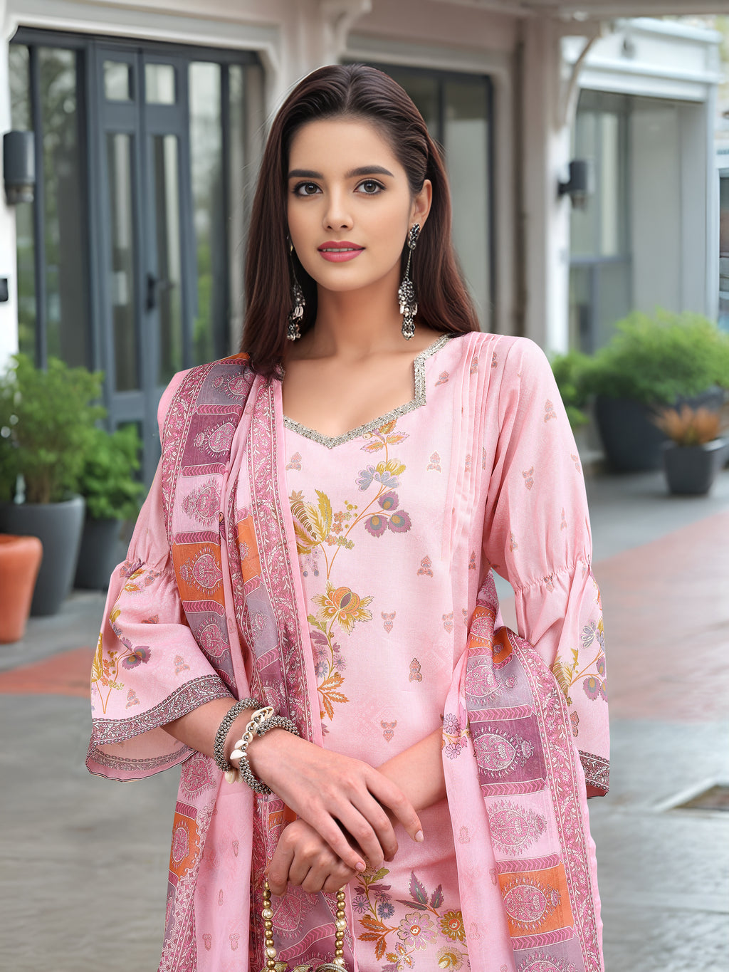 Pink Digital Print  Kurta Set