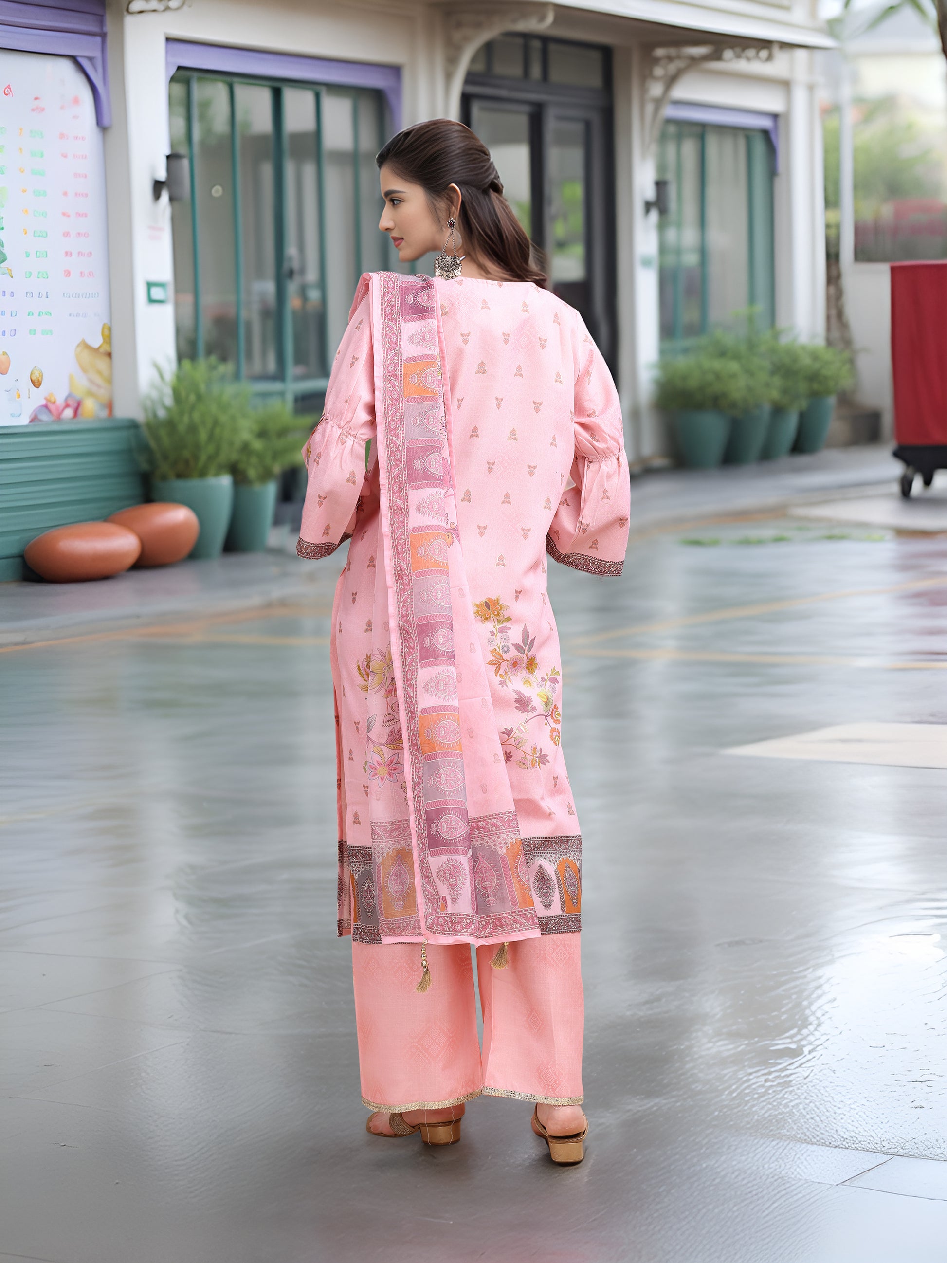 Pink Digital Print  Kurta Set