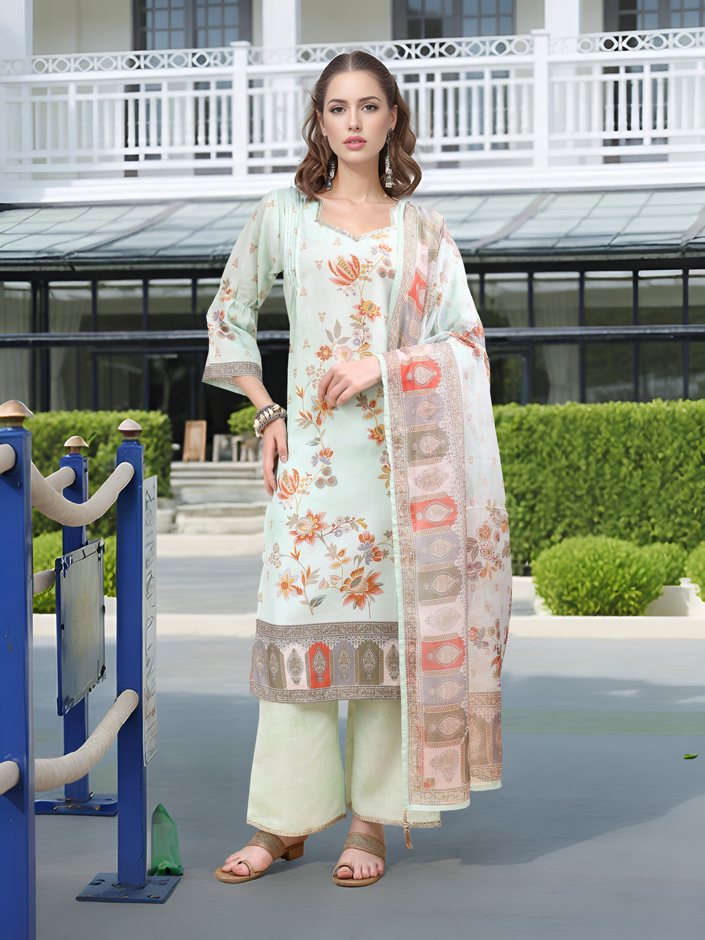 Pista Digital Print  Kurta Set
