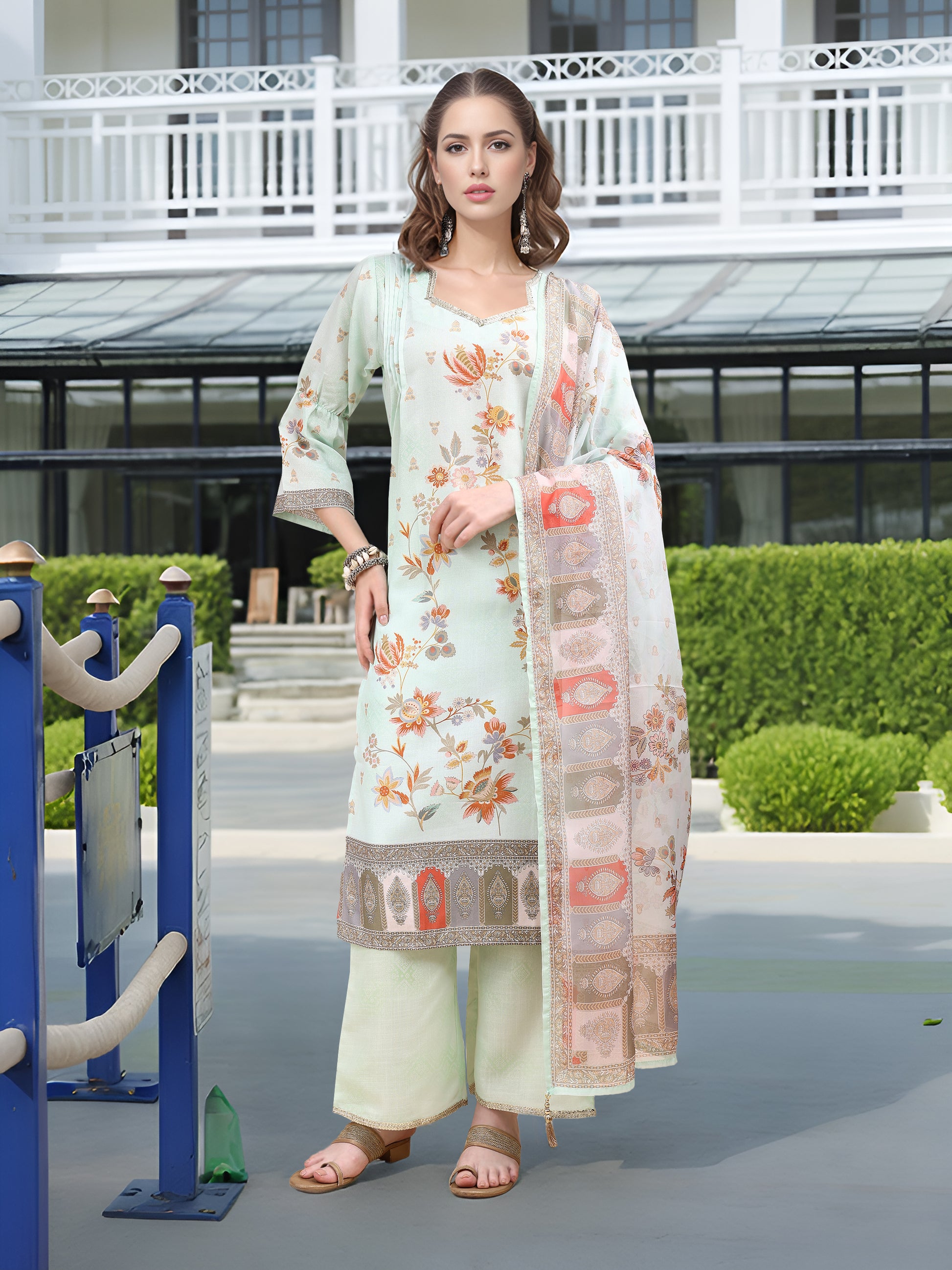 Pista Digital Print  Kurta Set