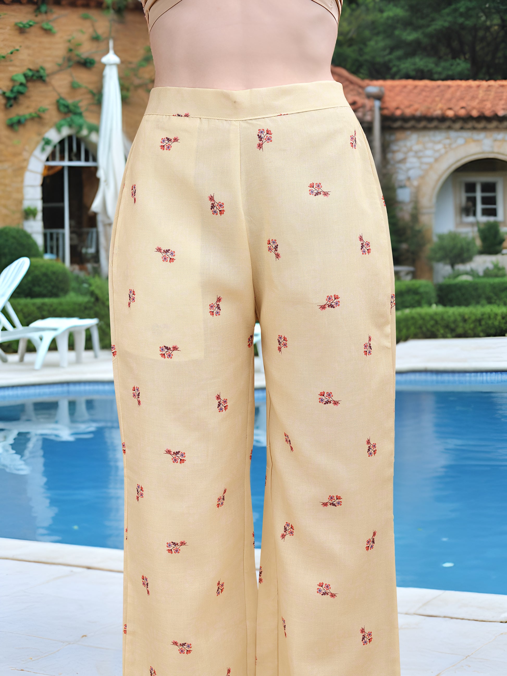 Beige Digital Print  Kurta Set